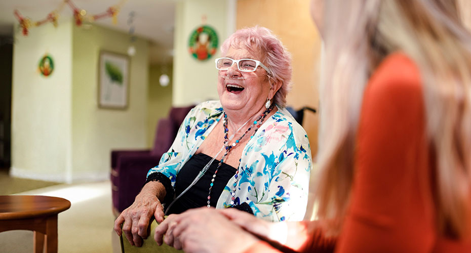 Dementia patient laughing