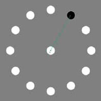 Circle sequencing image: A ring of white dots around one central white dot. One dot in the ring is black.
