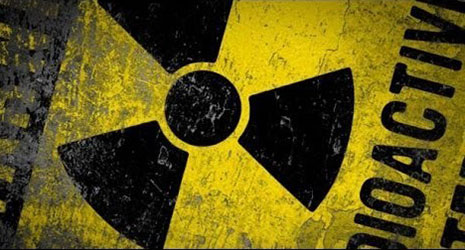 Nuclear sign reading 'caution: radioactive'