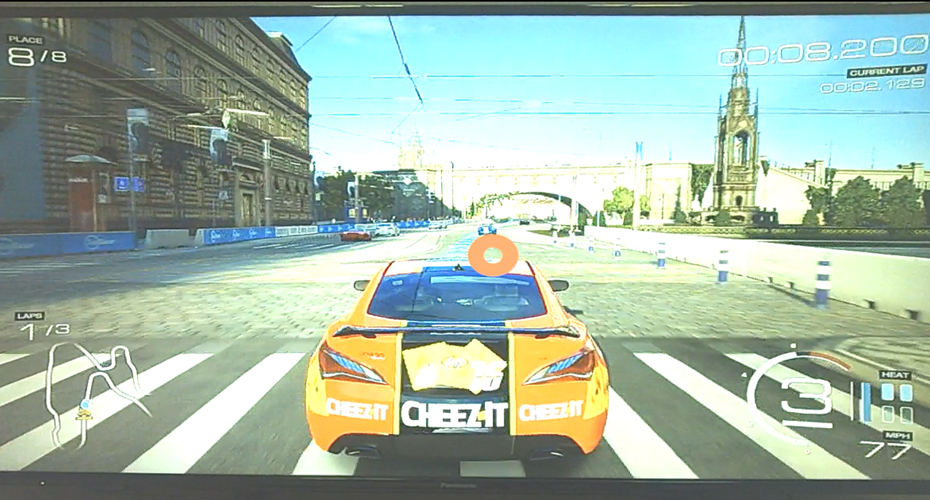 Screenshot from a VR driving simulator