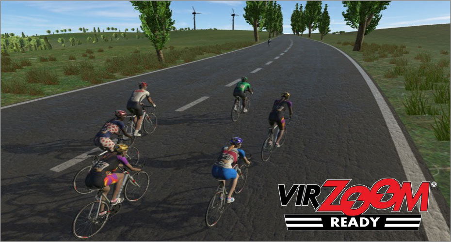 VR image of cyclists racing on a road